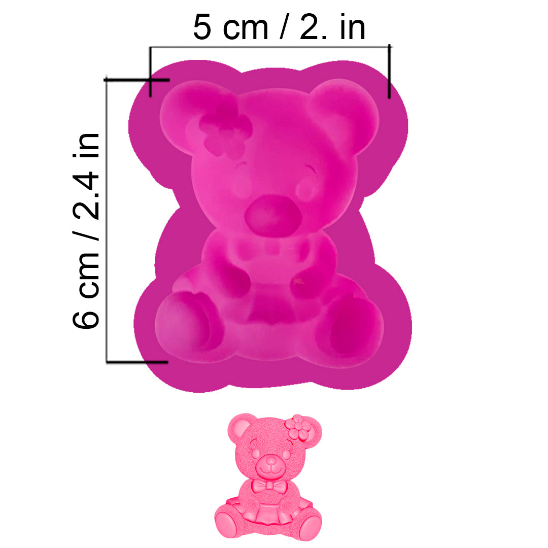 Molde Osita Sentada con Flor – Código: 005515