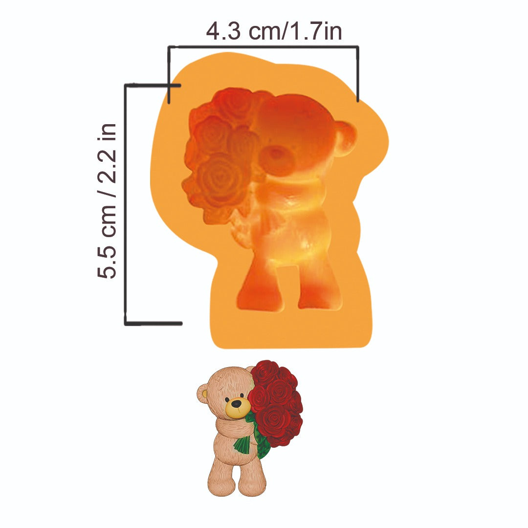 Molde CH – Oso Individual con Ramo de Flores – Código: 005632