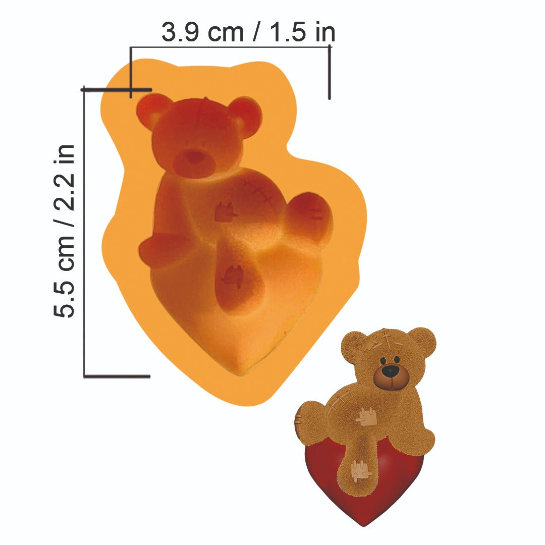 Molde CH – Oso Individual Sentado en Corazón – Código: 005633