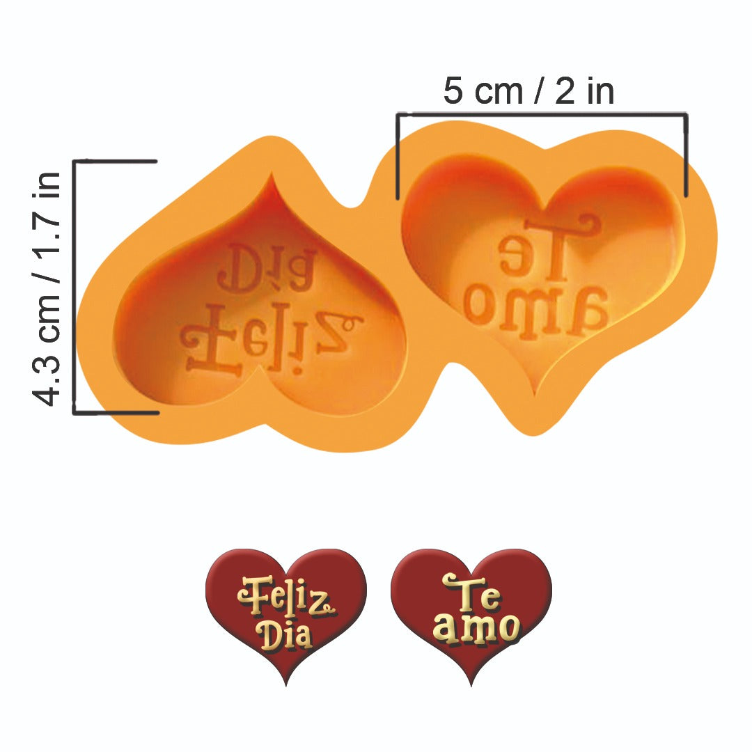Molde Ch 2 Corazones Feliz Dia y Te Amo – Código: CC2