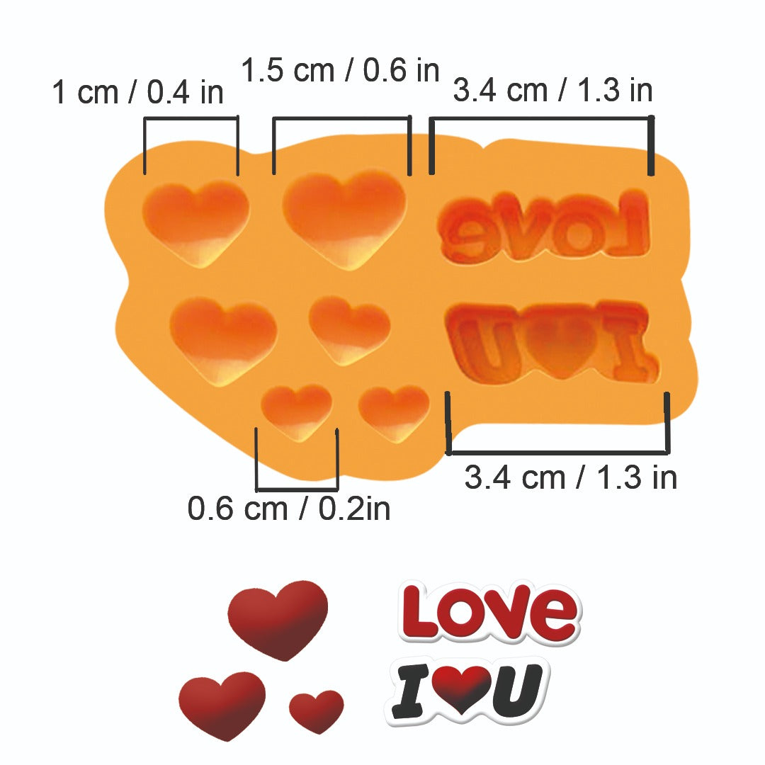 Molde CH – Love I U con Corazones – Código: 005380