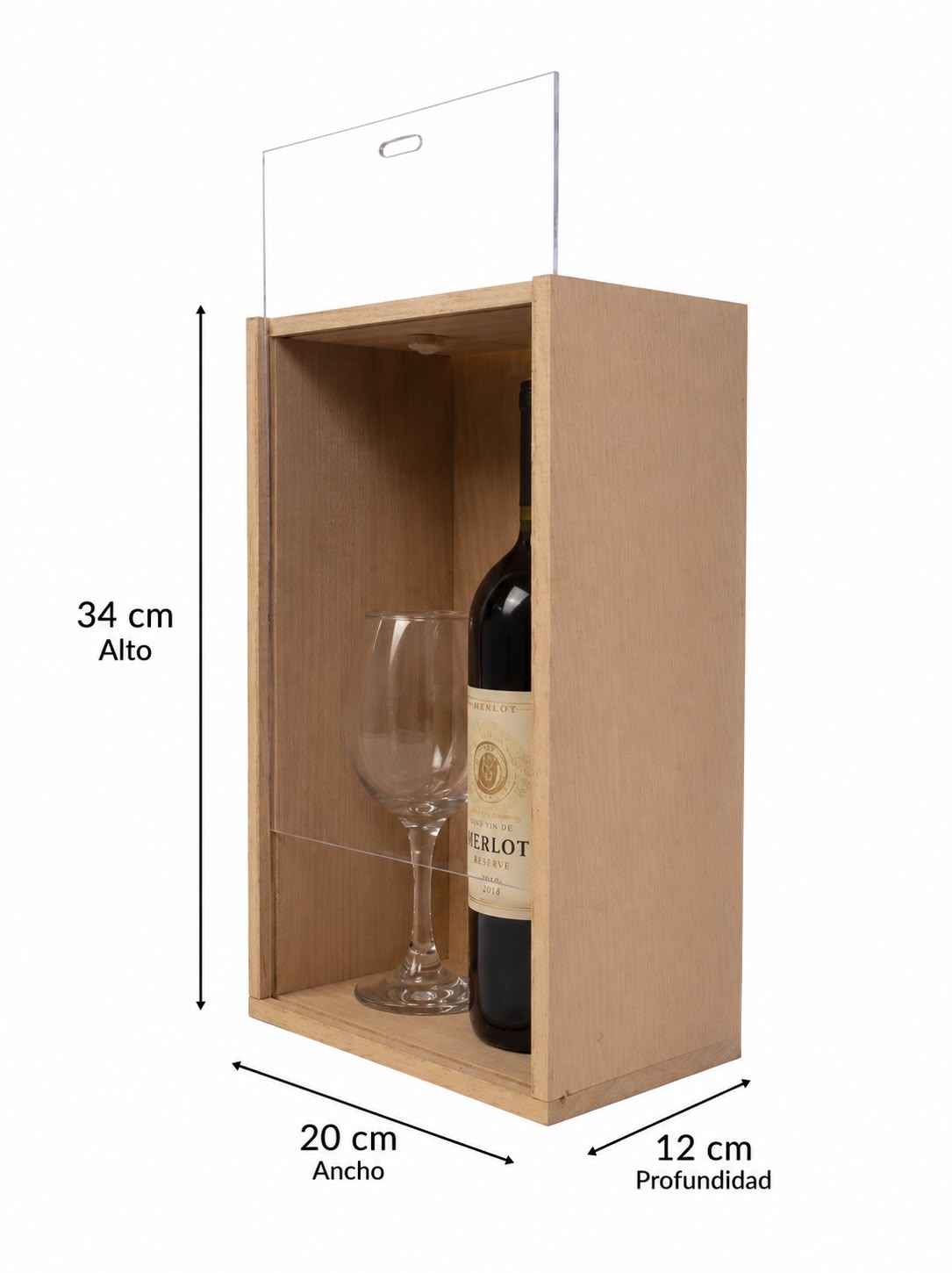 Caja con acrílico sin divisiones – Código: CA557