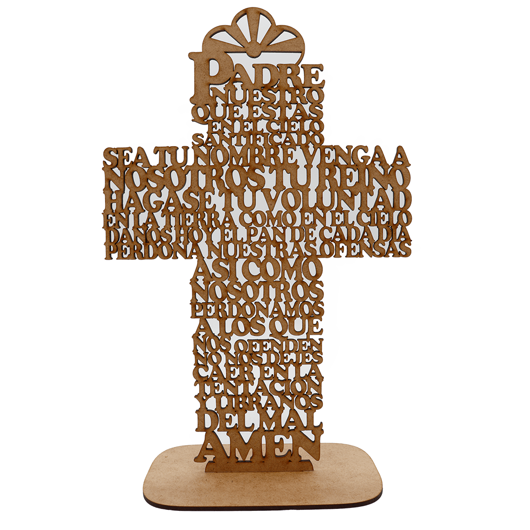 Cruz oración Padre nuestro 30cm – CRU30 – Mega Maderas Toninos
