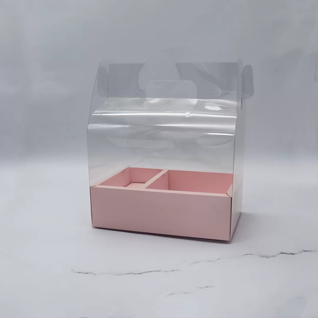caja acetato torta flor rosada