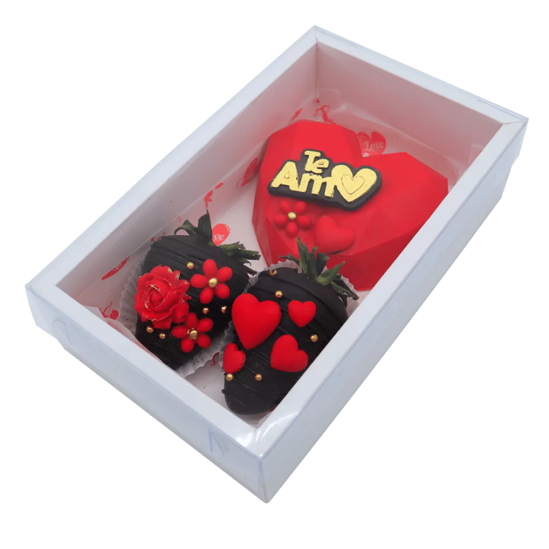 caja rectangular con tapa corazon diamante peq y fresas
